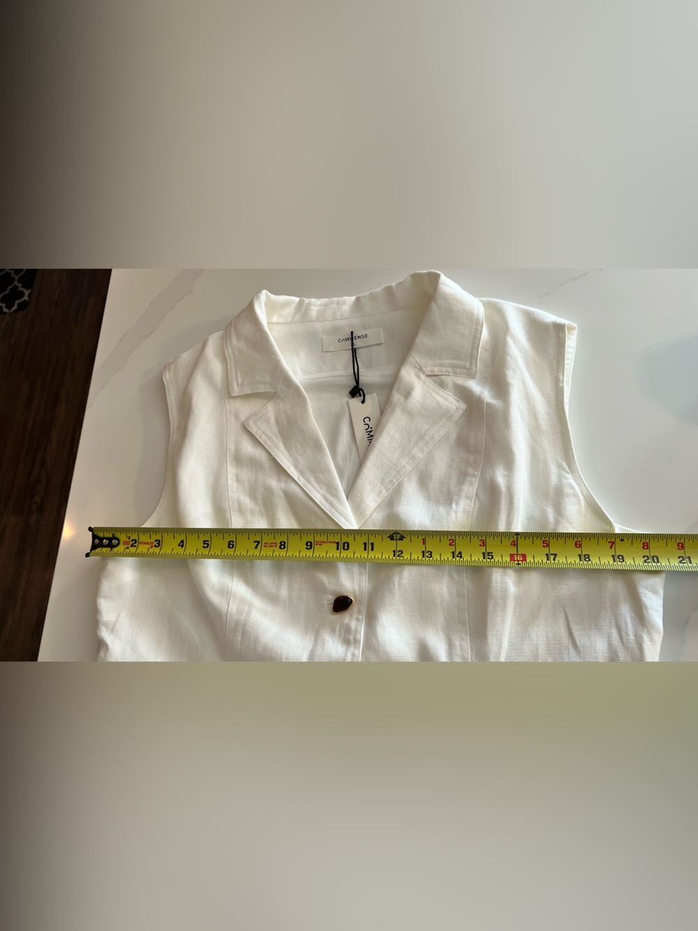 Commense blazer collar Sleeveless Belted linen mini Dress - Picture 7 of 10